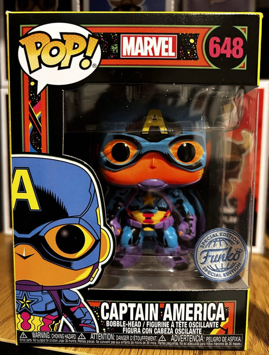 Funko Pop # 648 - Captain America - Blacklight - Marvel.