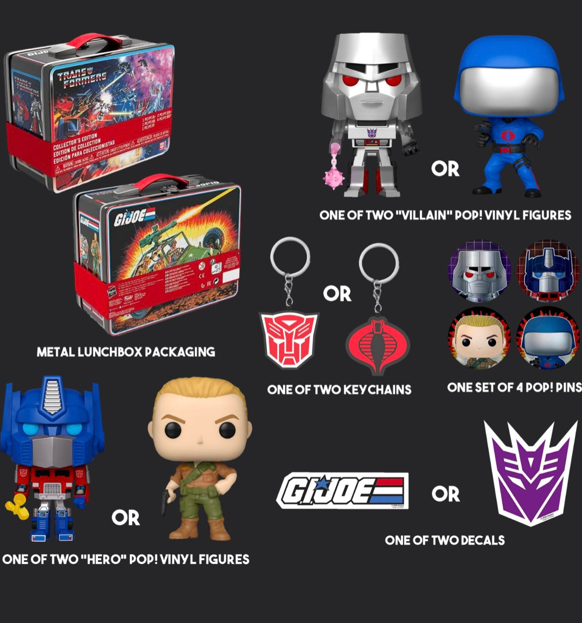 Funko Collector Box - Transformers Vs. G.I.Joe - Heroes & Villains Lunchbox.