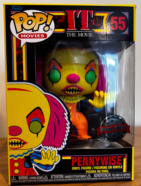 Funko Pop # 55 - Pennywise Blacklight - IT - Movies.